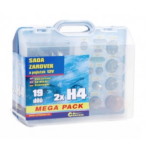 Žárovky 12V servisní box MEGA H4+H4+pojistky