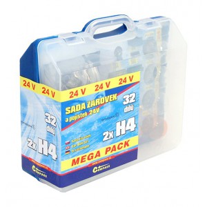 Žárovky 24V servisní box MEGA H4+H4+pojistky