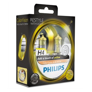 Autožárovky Philips H4 Color Vision žluté 12V 60/55W