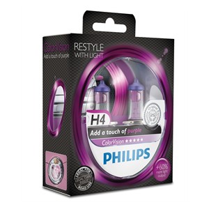 Autožárovky Philips H4 Color Vision růžové 12V 60/55W