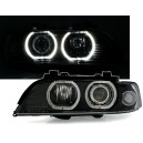 Přední čirá světla BMW E39 95-00 LED ANGEL EYES černá