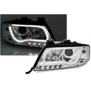 Audi A6 4B (01-04) přední světla TUBE LIGHTS DRL, chrom