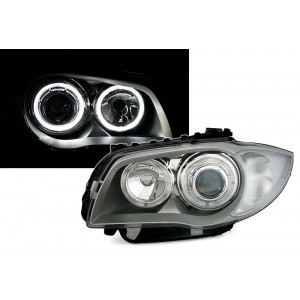 BMW 1 E87/E81/82/88 přední světla LED ANGEL EYES, chrom