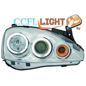 Čirá optika Opel Corsa C 01-06 CCFL, chrom
