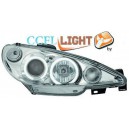 Čirá optika Peugeot 206 02-07 CCFL, chrom