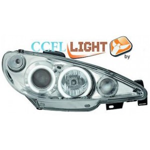 Čirá optika Peugeot 206 98-02 CCFL, chrom