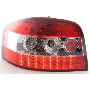 Zadní čirá světla Audi A3 8P 03-09 – LED, červená/krystal