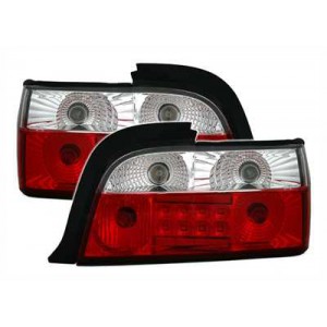 Zadní čirá světla BMW E36 Coupé + Cabrio 92-98 – LED, červená/krystal