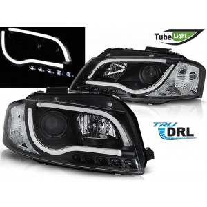 Audi A3 8P (03-08) přední světla TUBE LIGHTS DRL, černá