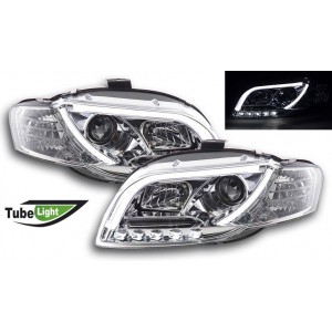 Audi A4 B7 (04-08) přední světla TUBE LIGHTS, chrom