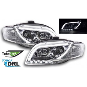 Audi A4 B7 (04-08) přední světla TUBE LIGHTS DRL, chrom