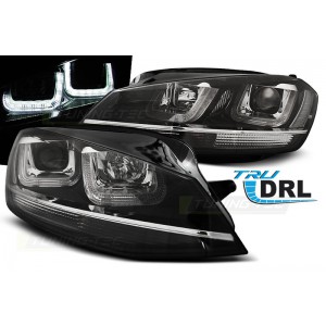 VW Golf 7 (12-17) přední světla U-LED DRL, černá CHROM LINE