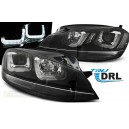 VW Golf 7 (12-17) přední světla U-LED DRL, černá BLACK LINE