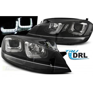 VW Golf 7 (12-17) přední světla U-LED DRL, černá BLACK LINE