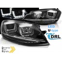 VW Golf 7 (12-17) přední světla U-LED DRL, černá CHROM LINE