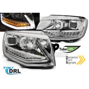 VW T6 (15-19) přední světla TUBE LIGHT DRL, chrom