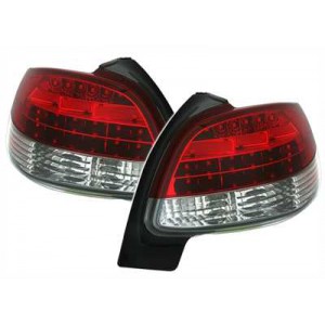 Čirá světla Peugeot 206 98-09 – LED, červená/krystal