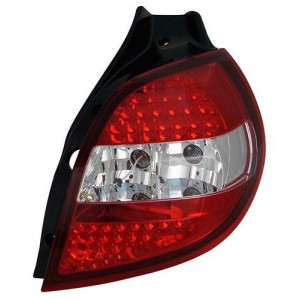 Zadní čirá světla Renault Clio 05-09 - LED, červená/krystal