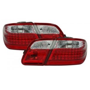 Zadní čirá světla Mercedes Benz E-tř. W210 95-02 – LED, červená/krystal