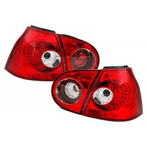 Čirá světla VW Golf V 03-09 – LED, červená/krystal