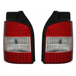 Zadní čirá světla VW T5 03-09 - LED, červená/krystal